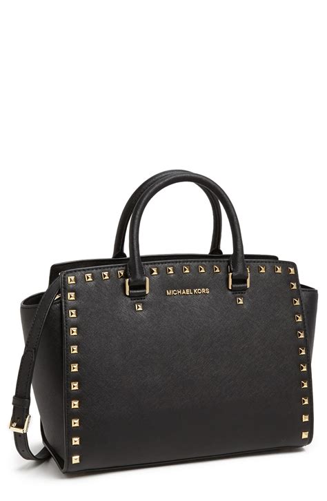 michael kors large satchel black saffiano leather